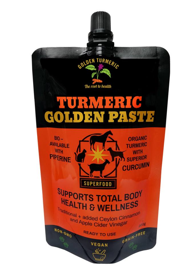 Turmeric Golden Paste for Pets is the best turmeric supplement for your pets and dogs for the best price. Ingredients include organic turmeric with high curcumin, extra virgin olive oil, apple cider vinegar, freshly ground black pepper Piperine and Ceylon cinnamon.